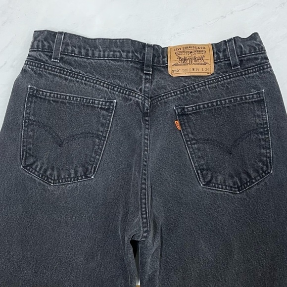 Levi’s 505 Orange Tab Black Relaxed Fit Tapered Leg Jeans Size 36 - Picture 4 of 8